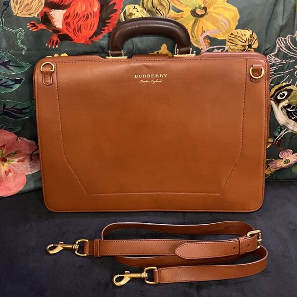 BURBERRY PORTFOLIO CASE W GOLD HARDWARE Doctor Bag DK88 - Leather - Brown - Picture 14 of 16